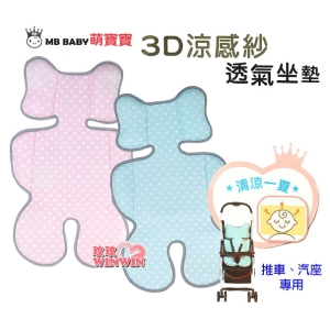 MB BABY萌寶寶 3D涼感紗透氣坐墊，本產品採用德國技術高科技纖維原料，通過SGS各項嚴格檢測認證