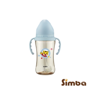 Simba小獅王辛巴巧虎PPSU寬口吸管把手中奶瓶270ML，如意珠自動吸管360度皆可吸吮，通過國際SGS嚴格檢驗