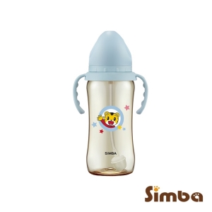 Simba小獅王辛巴巧虎PPSU寬口吸管把手大奶瓶360ML，如意珠自動吸管360度皆可吸吮，通過國際SGS嚴格檢驗