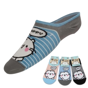 麻吉貓 majimeow, 女性隱形襪/船襪, Happy麻吉貓圖案腳跟矽膠止滑 款 - 普若Pro