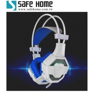 SAFEHOME 電競頭戴式耳機麥克風 USB 立體聲 七彩燈光變換 可調音量 強化支架可依頭型調整 EMG02