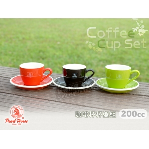 《寶馬牌》陶瓷咖啡杯盤組 200cc (大) 可搭玻璃壺.摩卡壺.咖啡機當茶杯.水杯.馬克杯.拉花杯