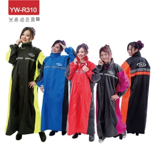 潔豹 時尚風配色前開雨衣-紅/黑3XL YW-R310