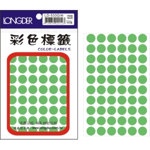 LONGDER彩色標籤 LD-533G(螢光綠) 12MM圓點
