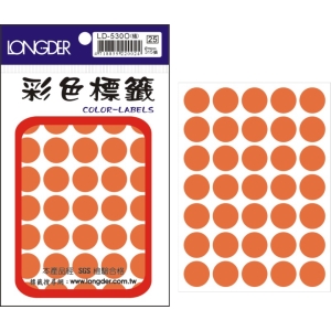 LONGDER彩色標籤 LD-530O(螢光橘) 16MM圓點