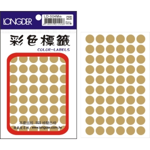 LONGDER彩色標籤 LD-504M(金) 12MM圓點