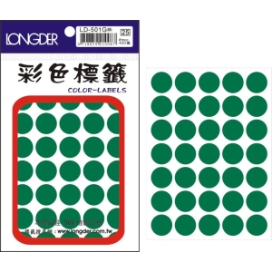 LONGDER彩色標籤 LD-501G(綠色) 16MM圓點