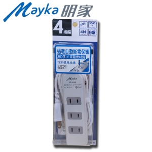 Mayka明家4插(3＋1)家用安全延長線9呎-2.7M (SP-424B)