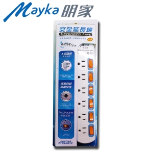 Mayka明家6開6插電腦安全延長線9呎-2.7M (SP-613A)