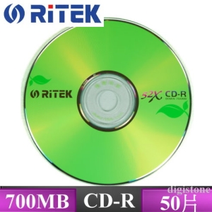 錸德 Ritek 綠葉 52xCD-R 白金片 50片