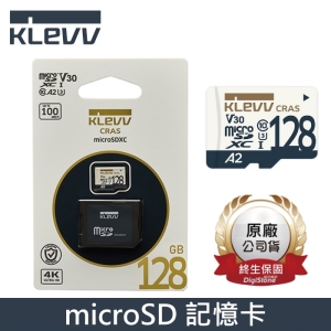 KLEVV 科賦 128GB 記憶卡 microSDXC A2 V30 UHS-I U3 附轉卡 終生保固