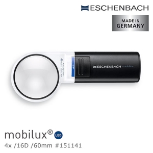 【德國 Eschenbach 宜視寶】mobilux LED 4x/16D/60mm 德國製LED手持型非球面放大鏡 151141 (公司貨)
