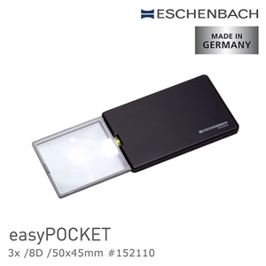 【德國 Eschenbach 宜視寶】easyPOCKET 3x/8D/50x45mm 德國製LED攜帶型非球面放大鏡 (共2色可選) (公司貨)