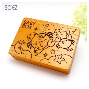 SOEZ BABY BOX 星座10:天蠍座 3用胎毛．臍帶．乳牙保存盒~台灣製~實木雷射雕刻