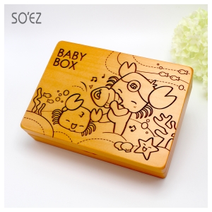 SOEZ BABY BOX 星座06:巨蟹座 3用胎毛．臍帶．乳牙保存盒~台灣製~實木雷射雕刻