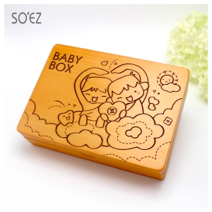 SOEZ BABY BOX 星座05:雙子座 3用胎毛．臍帶．乳牙保存盒~台灣製~實木雷射雕刻