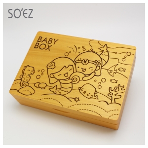 SOEZ BABY BOX 星座02:雙魚座 3用胎毛．臍帶．乳牙保存盒~台灣製~實木雷射雕刻