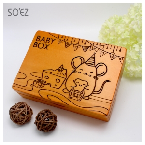 SOEZ BABY BOX 生肖01:鼠 3用胎毛．臍帶．乳牙保存盒~台灣製~實木雷射雕刻
