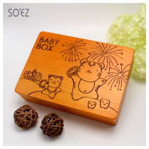 SOEZ BABY BOX 生肖03:虎 3用胎毛．臍帶．乳牙保存盒~台灣製~實木雷射雕刻
