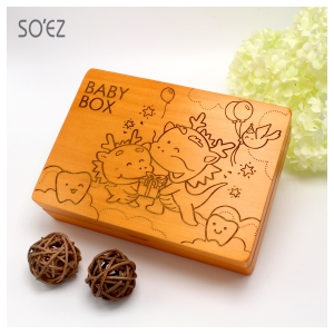 SOEZ BABY BOX 生肖05:龍 3用胎毛．臍帶．乳牙保存盒~台灣製~實木雷射雕刻
