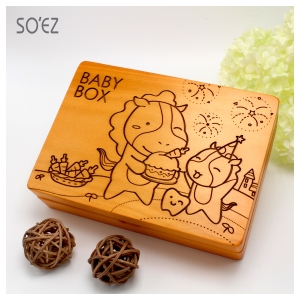 SOEZ BABY BOX 生肖07:馬 3用胎毛．臍帶．乳牙保存盒~台灣製~實木雷射雕刻
