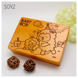 SOEZ BABY BOX 生肖08:羊 3用胎毛．臍帶．乳牙保存盒~台灣製~實木雷射雕刻