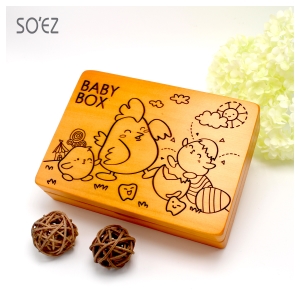 SOEZ BABY BOX 生肖10:雞 3用胎毛．臍帶．乳牙保存盒~台灣製~實木雷射雕刻