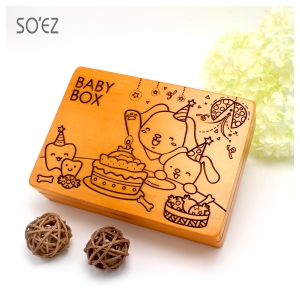 SOEZ BABY BOX 生肖11:狗 3用胎毛．臍帶．乳牙保存盒~台灣製~實木雷射雕刻