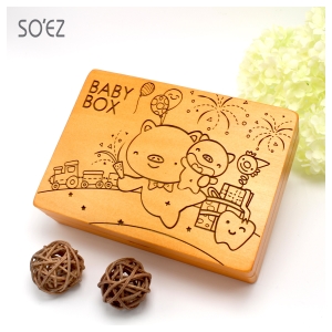 SOEZ BABY BOX 生肖12:豬 3用胎毛．臍帶．乳牙保存盒~台灣製~實木雷射雕刻