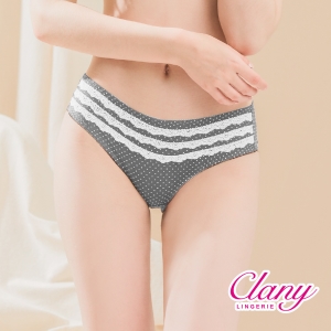 Clany可蘭霓 氣質點點蕾絲M-XL內褲 優雅灰 5395-62