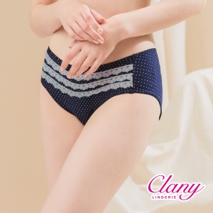 Clany可蘭霓 氣質點點蕾絲M-XL內褲 理智藍 5395-55