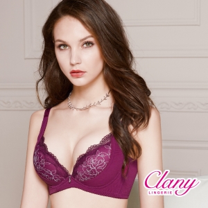 Clany可蘭霓 歐式手工刺繡專利遠紅外線按摩ABC水美人內衣 奢華紫 8012-95
