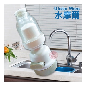 水摩爾廚房水龍頭 陶瓷濾芯淨水過濾器+360度水花轉換器米白色(1組)陶瓷濾心可清洗 過濾雜質鐵鏽汙垢 內牙直徑24mm水龍頭