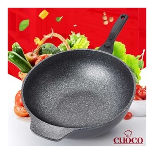 韓國製造CUOCO超大容量鈦晶岩不沾鍋大寶鍋34cm(含透明鍋蓋) 炒鍋 深湯鍋 燉鍋 煎鍋 單手鍋 八公升