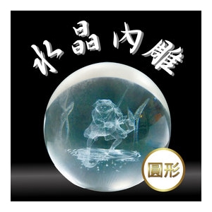 春佰億 玻璃水晶內雕工藝擺件 (圓形-1入)3D立體浮雕 禮贈品 紀念品 莊嚴佛堂擺飾 風水擺設祈福平安 觀世音 幸福美滿