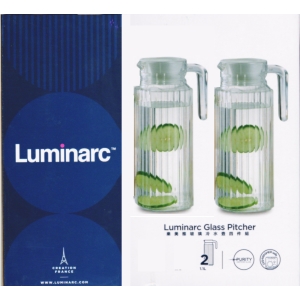 華美小舖-[主動開發票購物有保障]  Luminarc 樂美雅玻璃冷水壺(缺原裝紙箱改由其他堅固紙箱包裝) 貳件組/箱 免運費 壹箱價