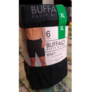 華美小舖-[主動開發票購物有保障]  BUFFALO男平口褲 黑色系尺寸專售 XL 6件(黑色與灰色各3件)/束 壹束價