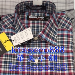 華美小舖-[主動開發票購物有保障] KIRKLAND 男長袖免燙格子襯衫 尺寸 M號 免運費 壹件價
