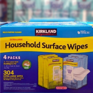 華美小舖-[主動開發票購物有保障]KIRKLAND 家用清潔擦拭濕巾(檸檬香2入,清新香2入合計四入) 家居物品表面及廚房及衛浴空間清潔及除臭 20.8*24.8公分*304入/張 免運費 壹箱價