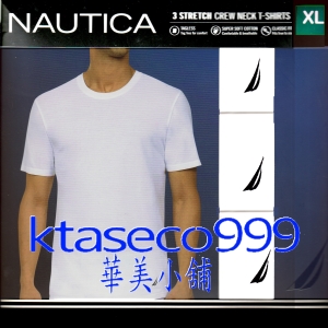 華美小舖-[主動開發票購物有保障] NAUTICA 男圓領短袖T恤 顏色:白色 3入/盒 美國尺寸 XL 免運費 壹盒價