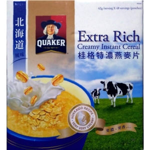 華美小舖-[主動開發票購物有保障] 桂格特濃燕麥片 添加大燕麥片 小麥粉 麩皮 脫脂奶粉 全蛋粉 蔗糖 麥芽粉 乳清粉和香料 培養孩童喜愛食用 42公克*48包/箱 兩箱/組 免運費 壹組價