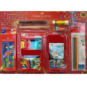 華美小舖-[主動開發票購物有保障] FABER輝柏繪畫文具八件組 開學必備八組 色鉛筆 彩色連結筆 粉蠟筆 三角鉛筆 橡皮擦 擦擦筆 尺 口紅膠 安全無毒使用更安心 設計符合人體工學 免運費 壹件價