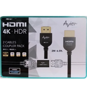 華美小舖-[主動開發票購物有保障] Avier 4K HDMI CABLE 2＋1 行動組(HDMI 2米兩入＋鋅合金HDMI 延長轉接頭) AVCH001 免運費 壹件價