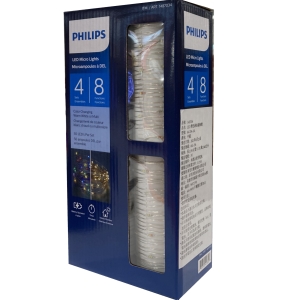 華美小舖-[主動開發票購物有保障]  PHILIPS雙色銅絲裝飾燈4入 每串4.8公尺 每串50顆LED燈 含8種閃燥模式 暖黃燈 彩色燈可變換 定時器6HR開 18HR 關 共需2顆AA電池迒品不附電池 室內及室外均適用 免運費 壹件價