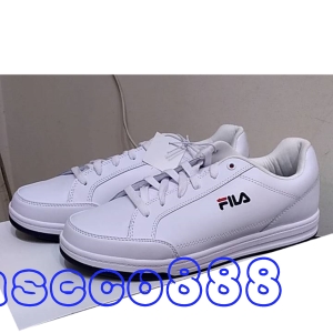 華美小舖-[主動開發票購物有保障] FILA 男休閒鞋 雪白皮面運動鞋 皮面鞋墊 輕量好穿 美國尺寸 10號 免運費 壹雙價