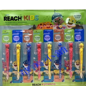 華美小舖-[主動開發票購物有保障]  REACH麗奇碰碰狐公仔兒童牙刷 3-6歲 8入/件 0.01MM細軟刷毛 保護牙齦的CUSHION刷頭 方便小手抓握的刷柄設計 小花頭設計 易刷到臼齒 免運費 壹件價