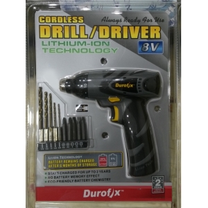 華美小舖-[主動開發票購物有保障] DUROFIX 8V鋰電池電鑽 130KGF-CM最大扭力輸出 全新鋰電池設計 可正逆轉功能 嵌入式LED燈 每分鐘400轉速 無記憶效應及環保問題 包覆式軟墊設計 3-5hr整流器10PCS配件組 免運費 壹件價