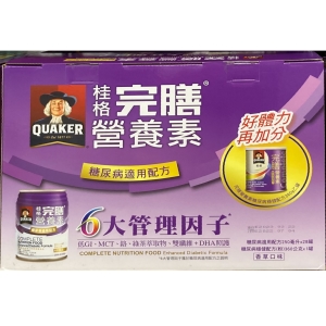 華美小舖-[主動開發票購物有保障] QUAKER桂格完善營養素糖尿病適用 低納減糖添加DHA及鉻 含膳食纖維低GI 符合五大國 糖尿病營養規範 不含乳糖可作管灌飲食(內含壹罐360克粉狀配方) (250毫升x28罐＋360克)/件 免運費 壹件價