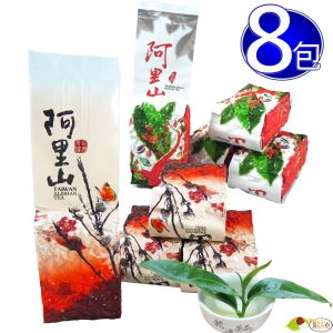 【龍源茶品】春茶鮮摘-阿里山生清香+中發酵花果香金萱茶8包組(150g/包 - 共2斤/附提袋)-《國際、大陆港澳配送-選離島宅配》詳見國際配送說明●台澎金馬(一般宅配)