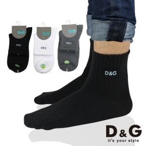 D&G1/2素面刺繡男襪-DC6048(男襪/短襪/運動襪)